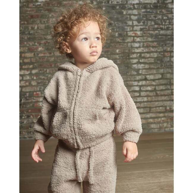 Fuzzy Zip Up Hoodie, Taupe - Sweaters - 7