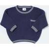 Chunky Tennis Boxy Sweater, Navy Pearl Grey - Sweaters - 5