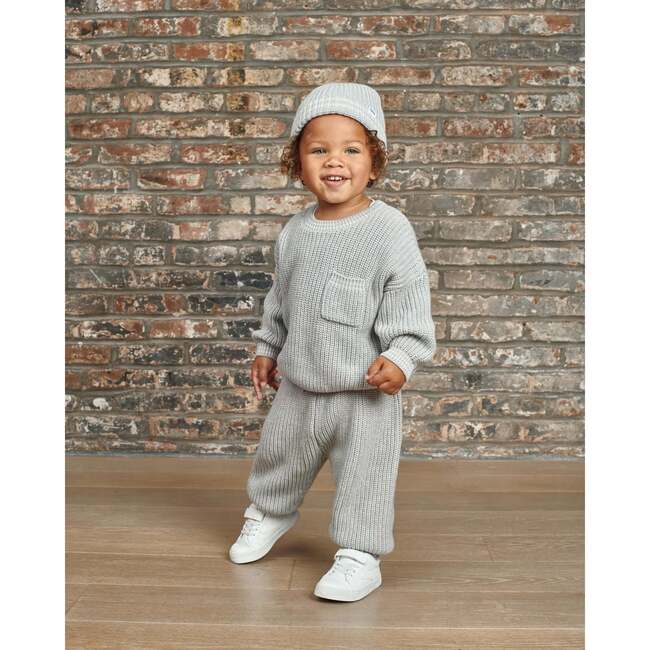 Chunky Tennis Boxy Sweater, Pearl Grey Ecru - Sweaters - 2