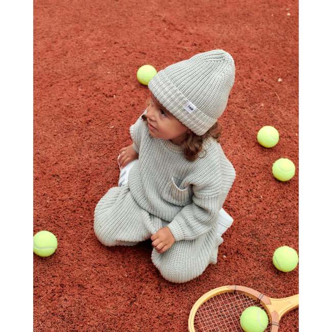 Chunky Tennis Beanie, Pearl Grey Ecru - Hats - 2