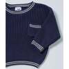 Chunky Tennis Boxy Sweater, Navy Pearl Grey - Sweaters - 6