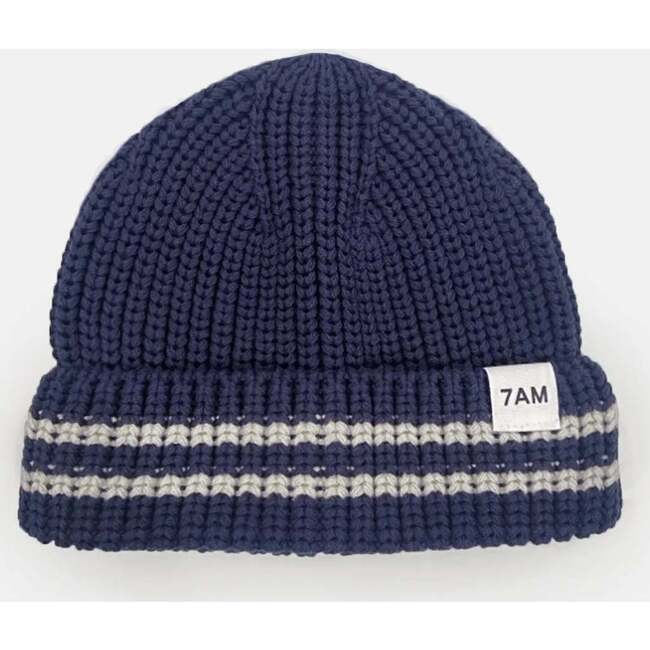 Chunky Tennis Beanie, Navy Pearly Grey