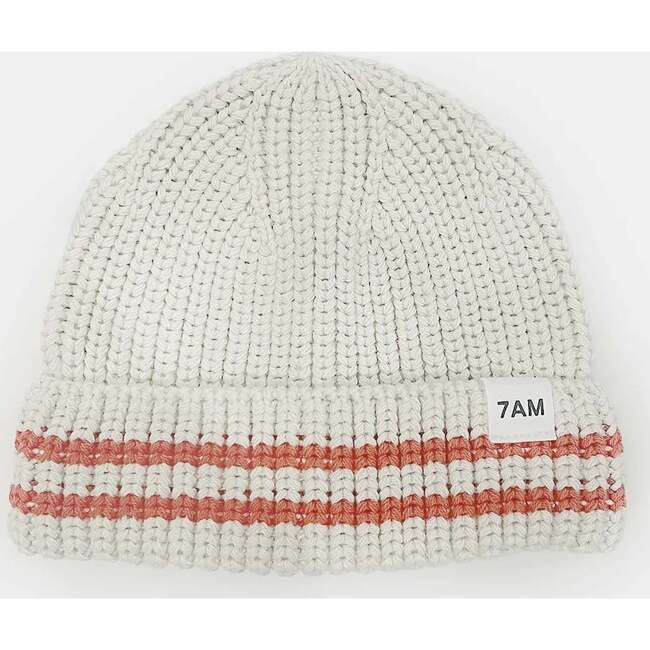 Chunky Tennis Beanie, Ecru Terracotta