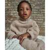 Fuzzy Boxy Mock Neck Sweater, Taupe - Sweaters - 3
