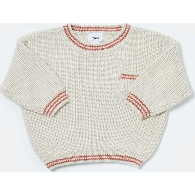 Chunky Tennis Boxy Sweater, Ecru Terracotta - Sweaters - 5