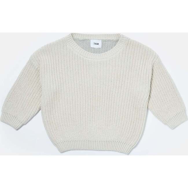 Chunky Boxy Sweater, Ecru Pearl Grey