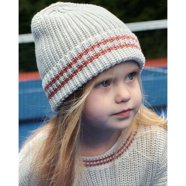 Chunky Tennis Beanie, Ecru Terracotta - Hats - 3