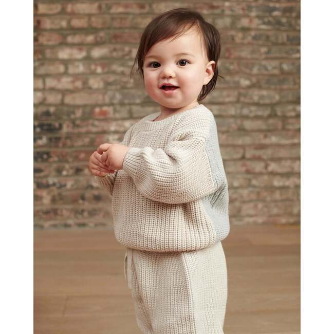 Chunky Boxy Sweater, Ecru Pearl Grey - Sweaters - 2