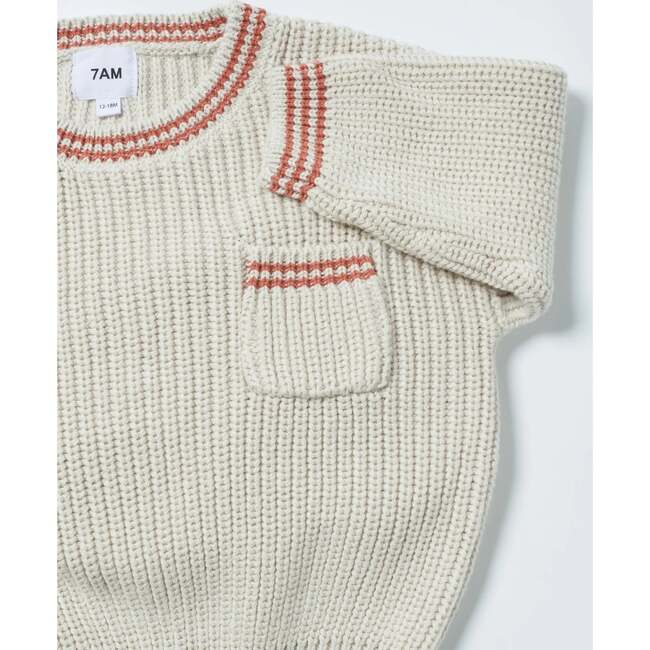Chunky Tennis Boxy Sweater, Ecru Terracotta - Sweaters - 6