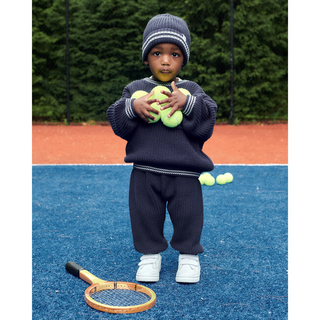 Chunky Tennis Beanie, Navy Pearly Grey - Hats - 4
