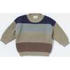 Chunky Boxy Sweater Color Block, Olive Multicolor - Sweaters - 1 - thumbnail