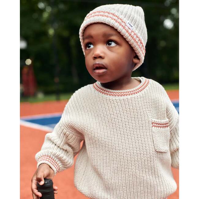 Chunky Tennis Beanie, Ecru Terracotta - Hats - 5