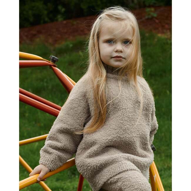 Fuzzy Boxy Mock Neck Sweater, Taupe - Sweaters - 6