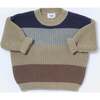 Chunky Boxy Sweater Color Block, Olive Multicolor - Sweaters - 4