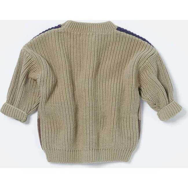 Chunky Boxy Sweater Color Block, Olive Multicolor - Sweaters - 5