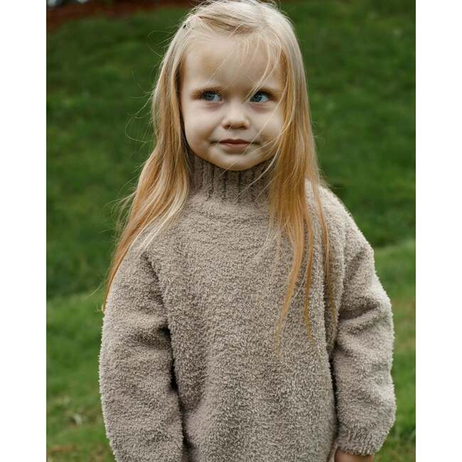 Fuzzy Boxy Mock Neck Sweater, Taupe - Sweaters - 7