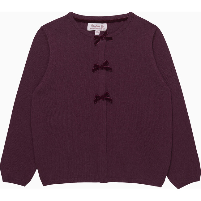 Velvet Bow Cardigan , Claret