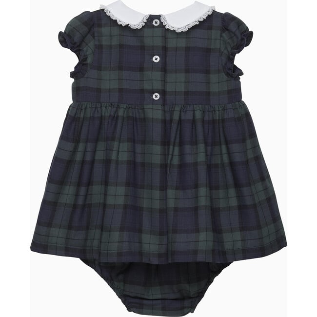 Tartan Reindeer Smocked Dress, Navy Tartan