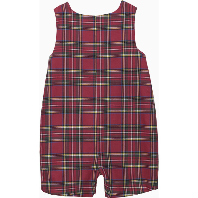 Teddy Bear Archie Smocked Romper, Red Tartan
