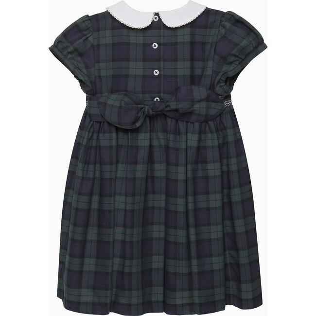 Kids Charlotte Tartan Smocked Dress, Navy Tartan - Dresses - 2