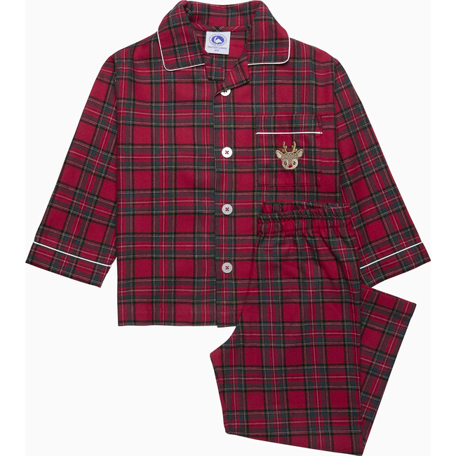 Cosy Tartan Reindeer Pajamas, Red Tartan