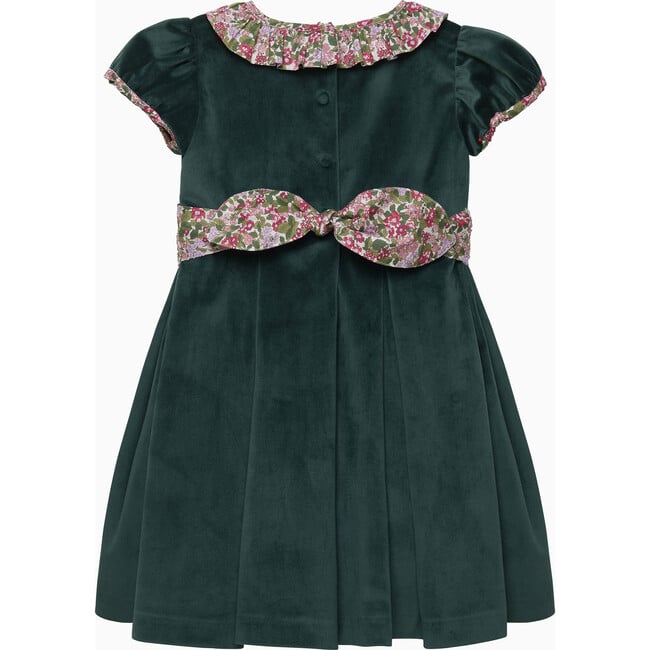 Velvet Party Dress, Green Velvet/Red Hedgerow
