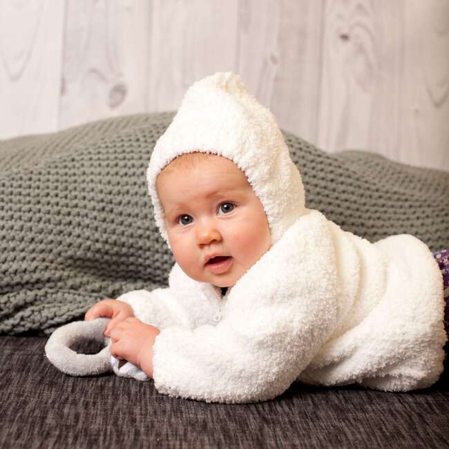 Chenille Hoodie, White - Sweatshirts - 4