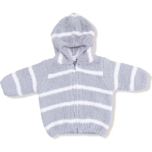 Chenille Hoodie, Grey & Ivory Stripe