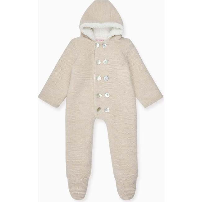 Oatmeal Melange Alejo Merino Baby Snowsuit