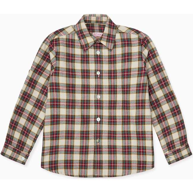 Ivory Tartan Nico Long Sleeve Boy Shirt