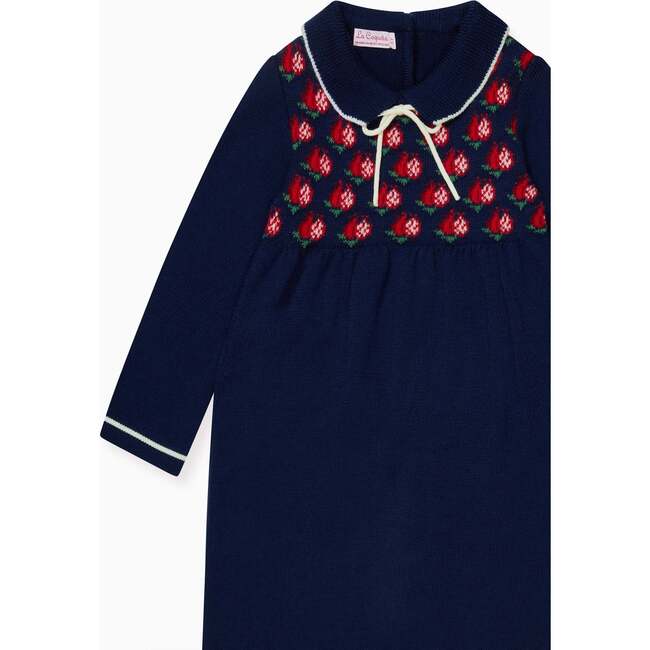 Navy Pomegranate Merino Girl Knitted Dress - Dresses - 3