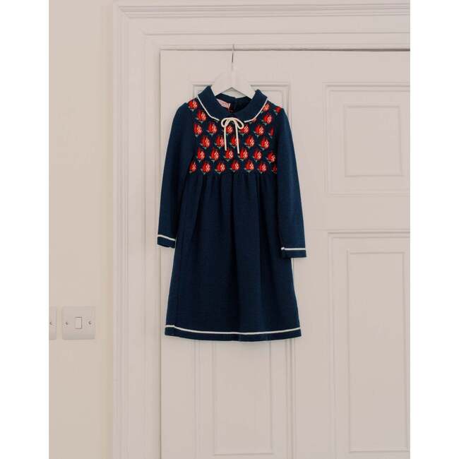 Navy Pomegranate Merino Girl Knitted Dress - Dresses - 5