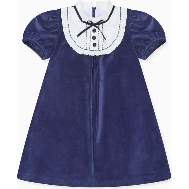 Navy Clara Velvet Girl A-Line Dress