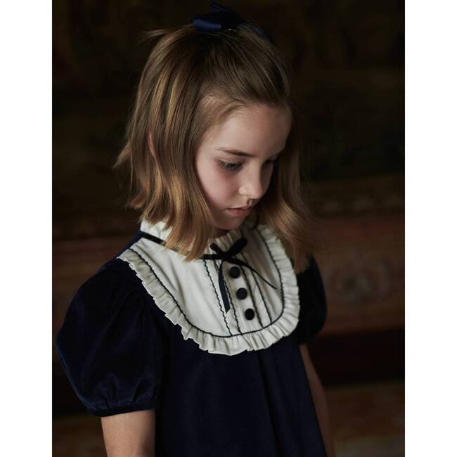 Navy Clara Velvet Girl A-Line Dress - Dresses - 2