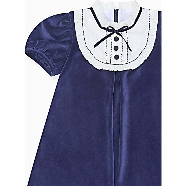 Navy Clara Velvet Girl A-Line Dress - Dresses - 3