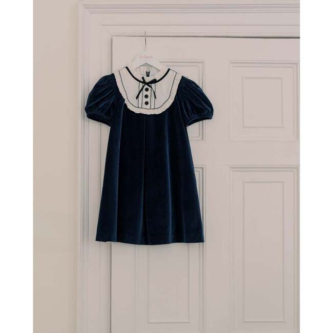 Navy Clara Velvet Girl A-Line Dress - Dresses - 5