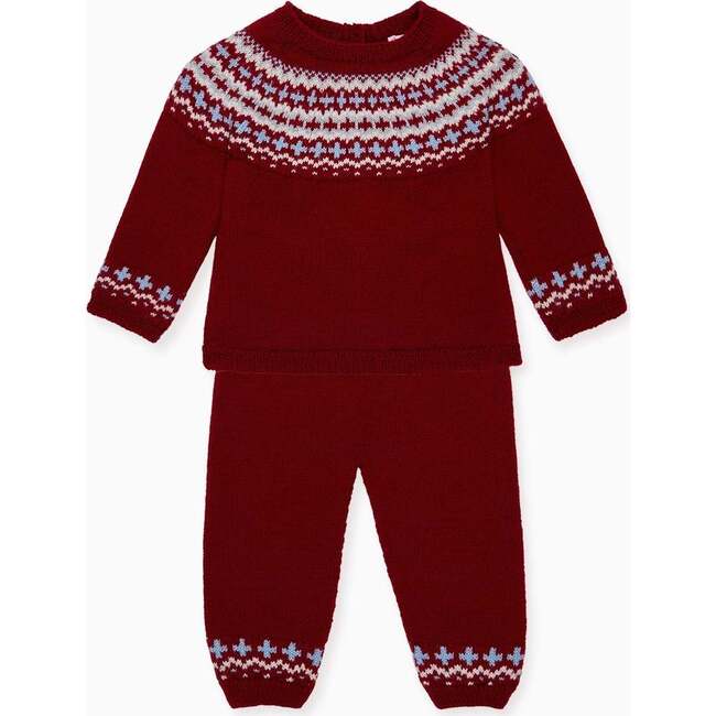 Burgundy Lyle Merino Fair Isle Baby Knitted Set
