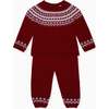 Burgundy Lyle Merino Fair Isle Baby Knitted Set - Mixed Apparel Set - 1 - thumbnail