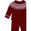 Burgundy Lyle Merino Fair Isle Baby Knitted Set - Mixed Apparel Set - 3