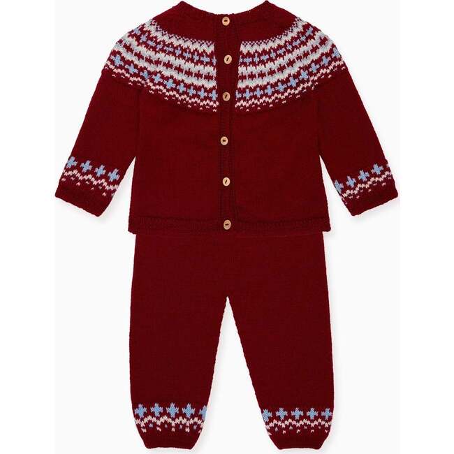 Burgundy Lyle Merino Fair Isle Baby Knitted Set - Mixed Apparel Set - 4
