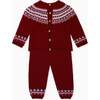 Burgundy Lyle Merino Fair Isle Baby Knitted Set - Mixed Apparel Set - 4