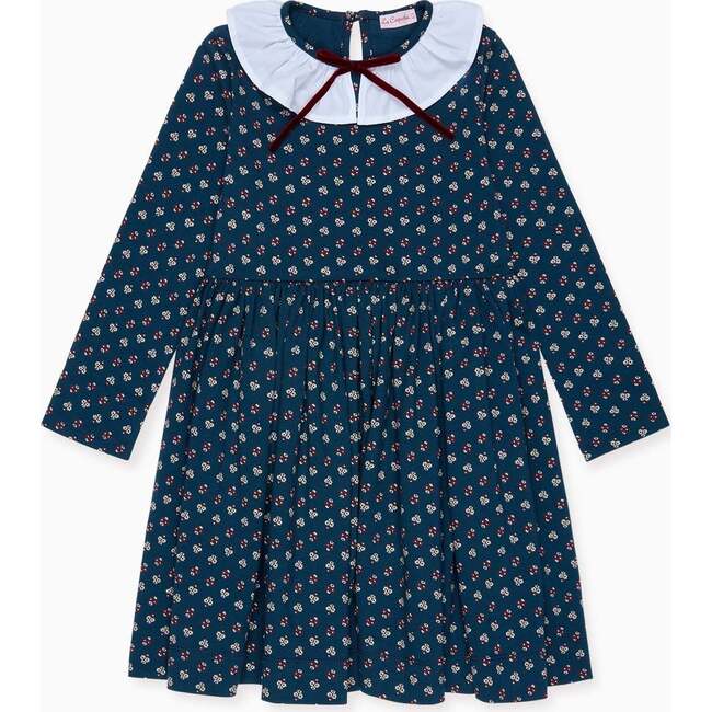 Petrol Blue Floral Luna Girl Dress