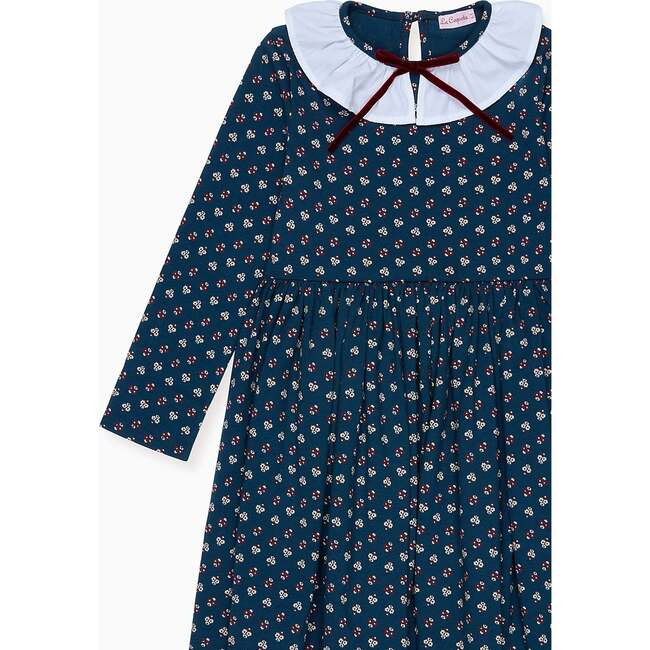 Petrol Blue Floral Luna Girl Dress - Dresses - 3