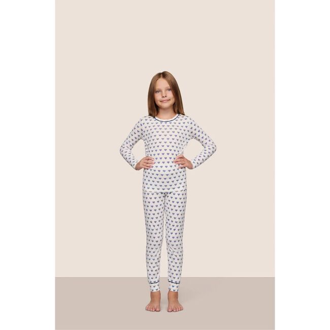 Kids Printed TENCEL Modal Unisex Long PJ Set, Hanukkah GLOW NOUVEAN NAVY/NY