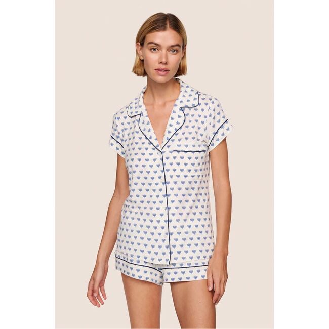Gisele Printed TENCEL Modal Shortie PJ Set, Hanukkah GLOW NOUVEAN NAVY/NY