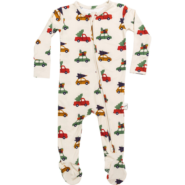 Cars Footie Pajama, Cream - Footie Pajamas - 1