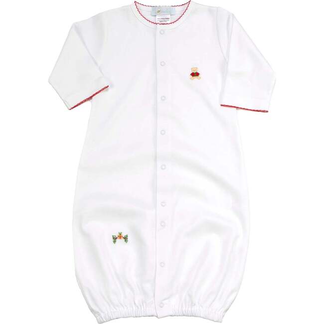 Christmas Bear Convertible Gown, White - Pajamas - 1