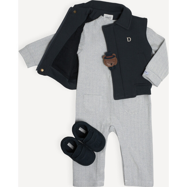 Jacx Nubuck Leather Fringe Detail Elastic Slip-On Shoes, Navy