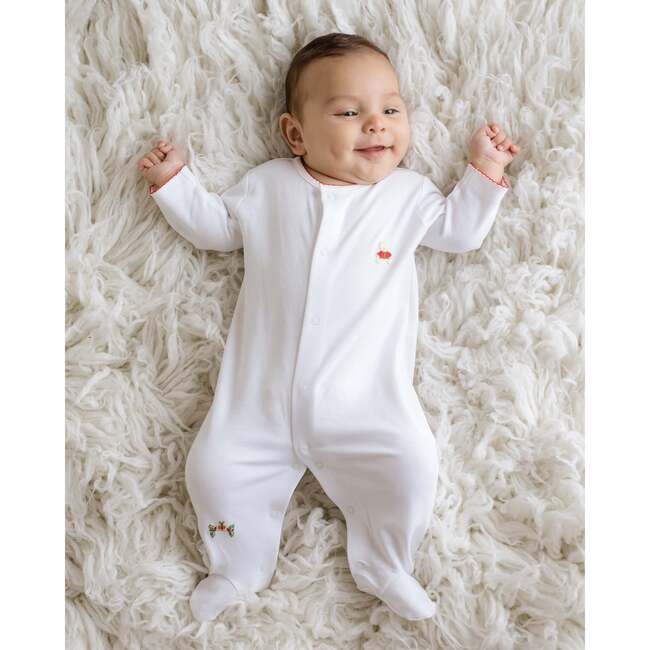 Christmas Bear Footie, White/Red Trim - Footie Pajamas - 2