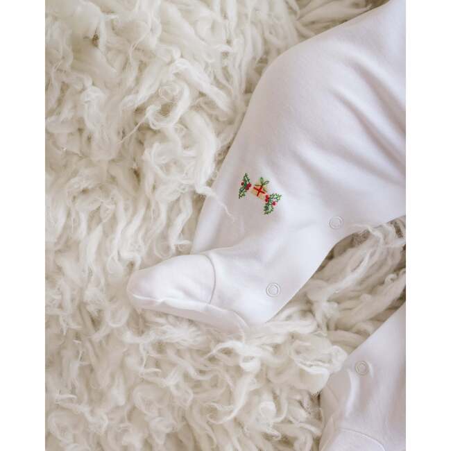 Christmas Bear Footie, White/Red Trim - Footie Pajamas - 3